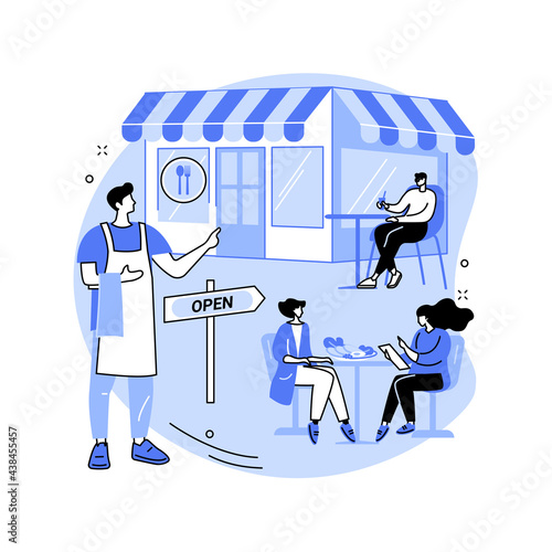 Restaurants reopening abstract concept vector illustration.