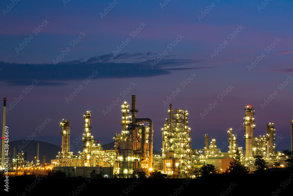 Morning scene of oil refinery plant and power plant of Petrochemistry