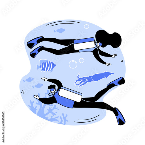 Scuba diving abstract concept vector illustration.