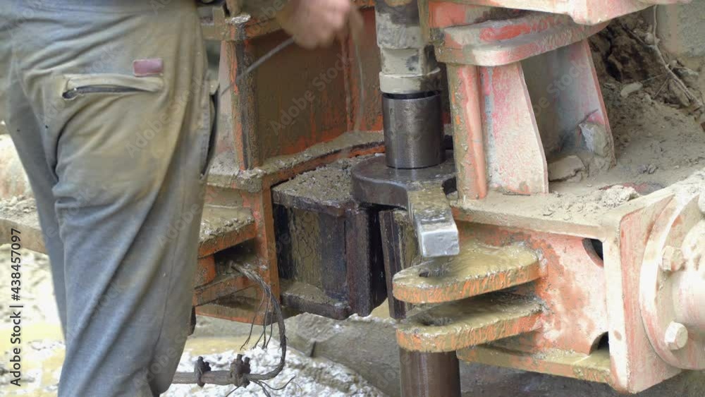 Ground water hole drilling machine installed on a truck, ground water well drilling closeup Ground water hole drilling machine installed on a truck, ground water well drilling closeup