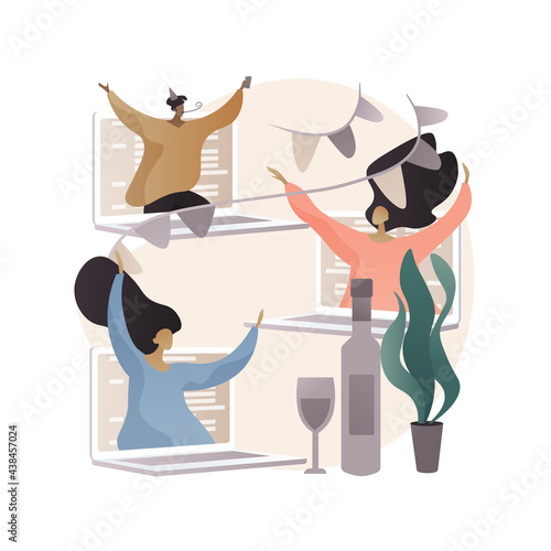 Self-isolation party abstract concept vector illustration.