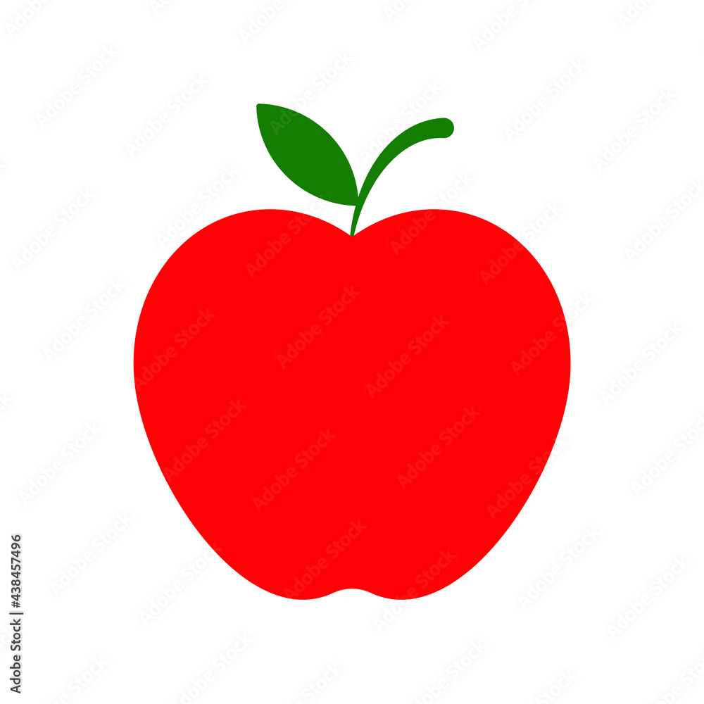 Fototapeta premium Red apple shape icon. Fruit silhouette symbol logo. Vector illustration image. Isolated on white background.