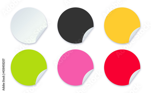 Blank colorful stickers. Realistic sticker template. Vector mockup isolated