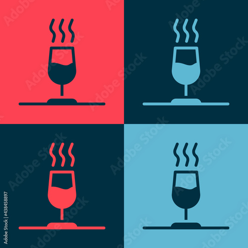 Pop art Wine tasting, degustation icon isolated on color background. Sommelier. Smells of wine. Vector