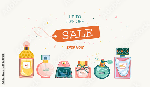 Sale banner for perfumery business, shop, store