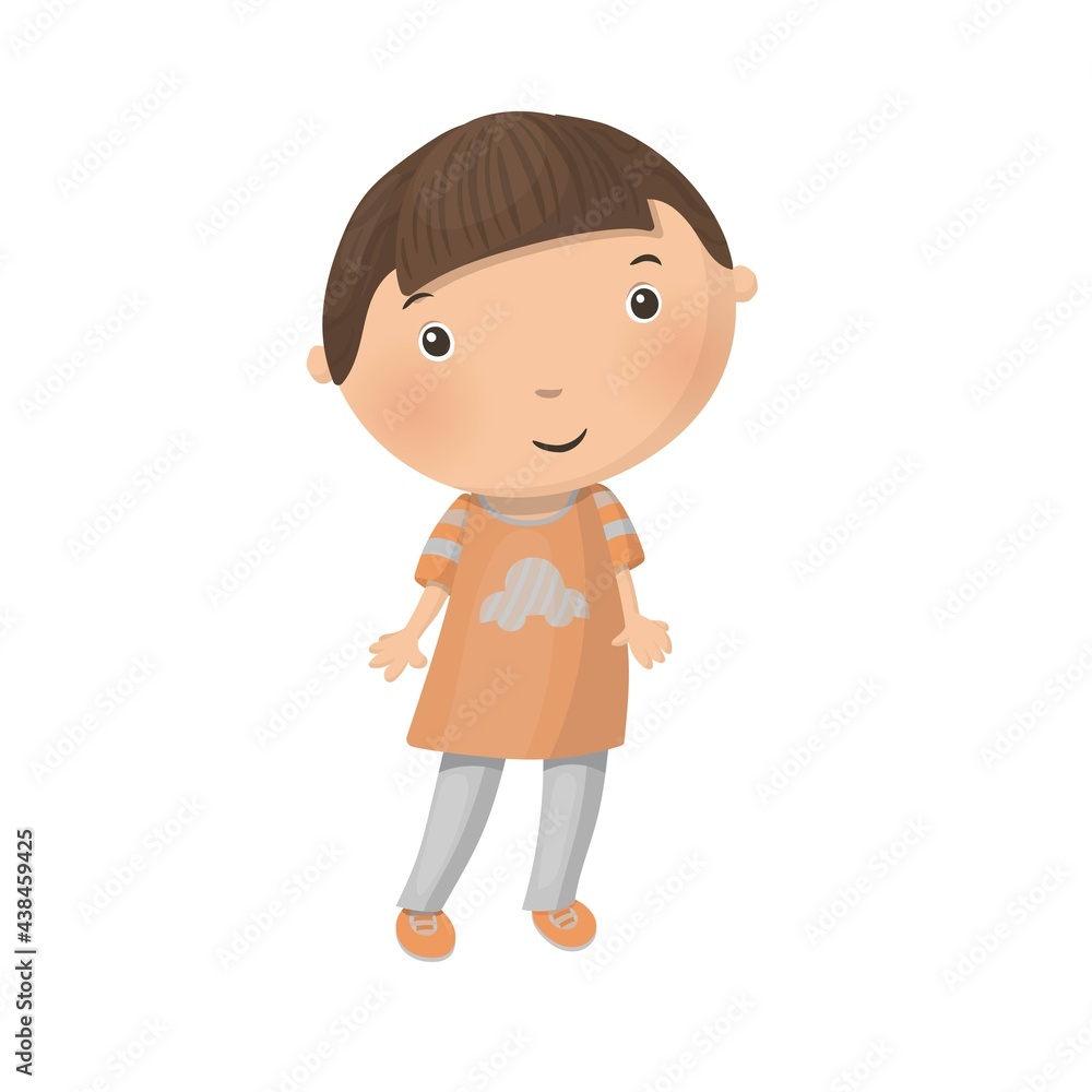 Cute little cartoon boy isolated on white background. Vector illustration. Cute little cartoon boy isolated on white background. Vector illustration.