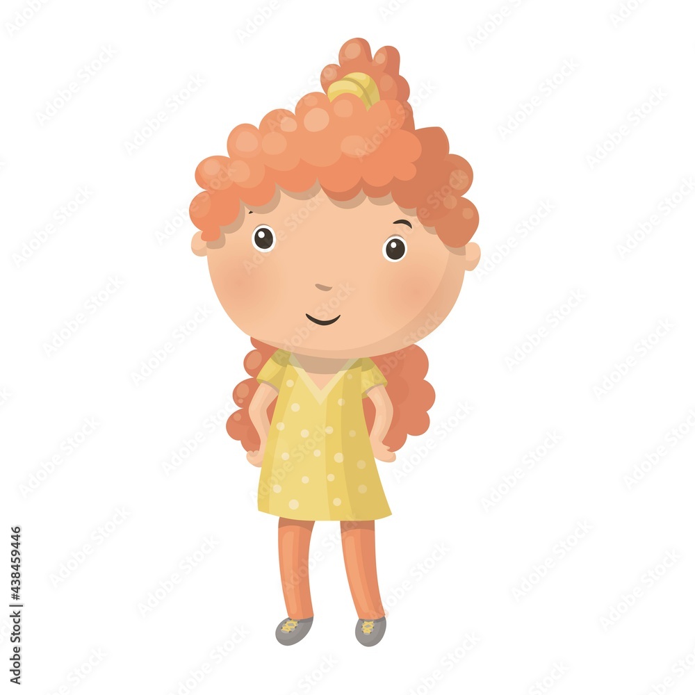 Cute little cartoon girl isolated on white background. Vector illustration. Cute little cartoon girl isolated on white background. Vector illustration.