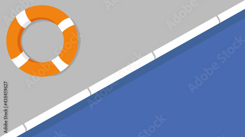 
Illustration of a lifeguard float on the edge of a swimming pool to aid swimmers in the event of drowning. With copy space.