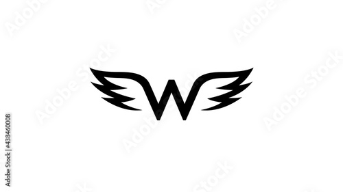 Creative Black Wings W Letter alphabet Logo Vector