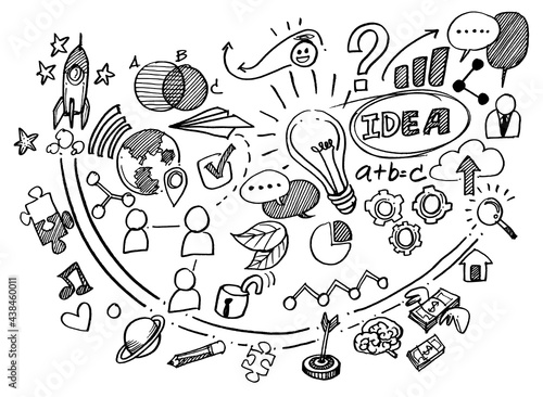 Vector Hand Drawn Business background,Doodles vector illustration.
