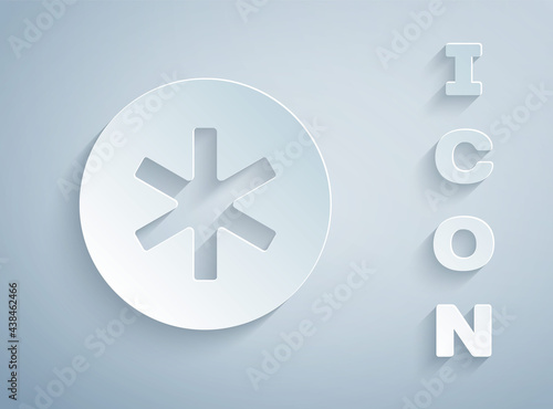 Paper cut Medical symbol of the Emergency - Star of Life icon isolated on grey background. Paper art style. Vector Free Download Paper cut Medical symbol of the Emergency - Star of Life icon isolated on grey background. Paper art style. Vector - GFXLoad