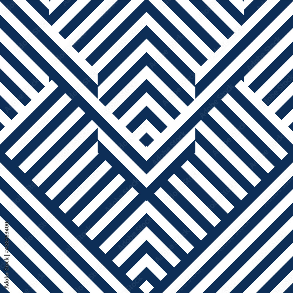 Abstract seamless pattern with blue white striped lines
