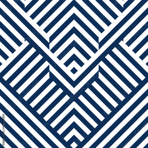 Abstract seamless pattern with blue white striped lines