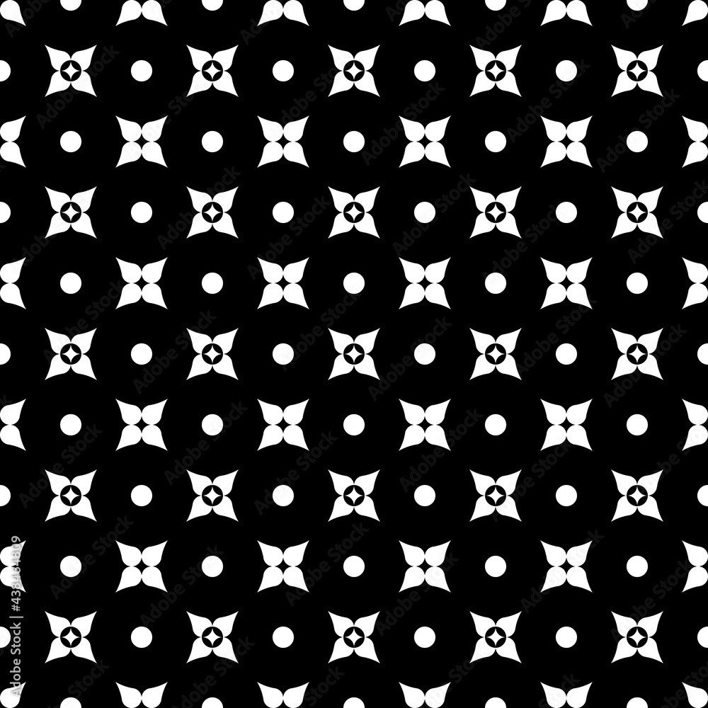 Abstract minimal flower patterns on dark background, Abstract vector wallpaper, Seamless pattern background.
