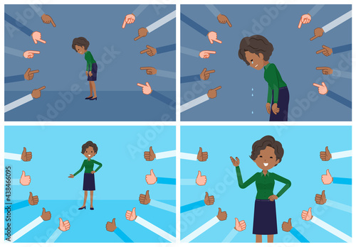 評価をうける黒人ビジネス女性のセット