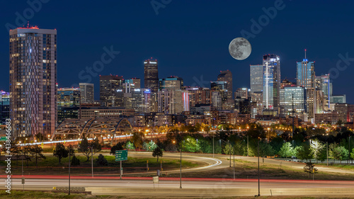 Denver Skyline Colorado Supermoon