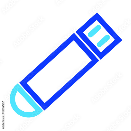 Two-color thin line thumb drive vector icon illustration on a white background.  Royalty-free and fully editable.