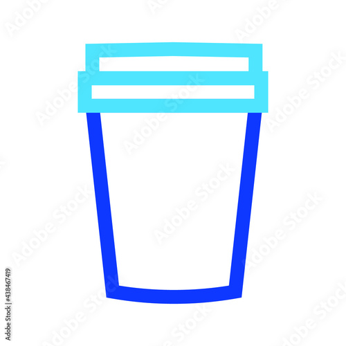 Two-color thin line coffee cup vector icon illustration on a white background.  Royalty-free and fully editable.