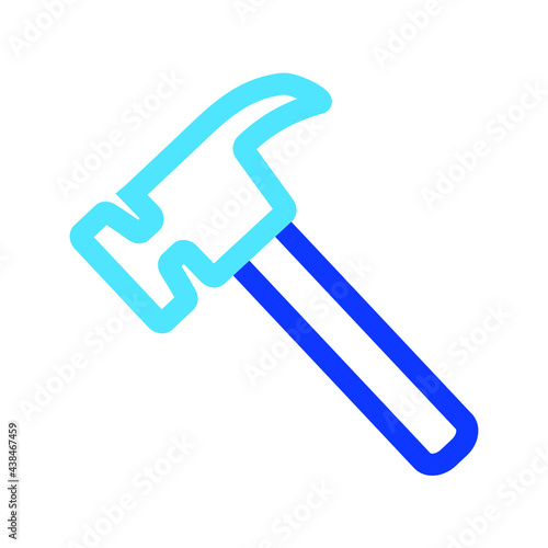 Two-color thin line hammer vector icon illustration on a white background.  Royalty-free and fully editable.