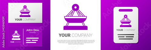 Logotype Boat swing icon isolated on white background. Childrens entertainment playground. Attraction riding ship, swinging boat. Amusement park. Logo design template element. Vector