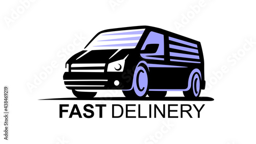 Van commercial delivery sign vector. 