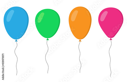 Balloons in cartoon flat style isolated set on white background.