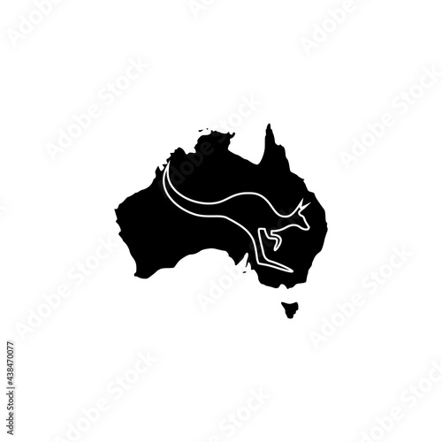 Australia map kangaroo icon isolated on white background