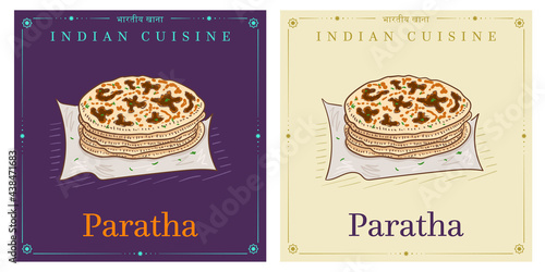 Indian layered flatbread paratha illustration