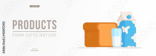 Vector illustration of isolated dairy products. food products produced from milk. The processing of milk into food products is done to impart special flavor qualities and increase storage stability.