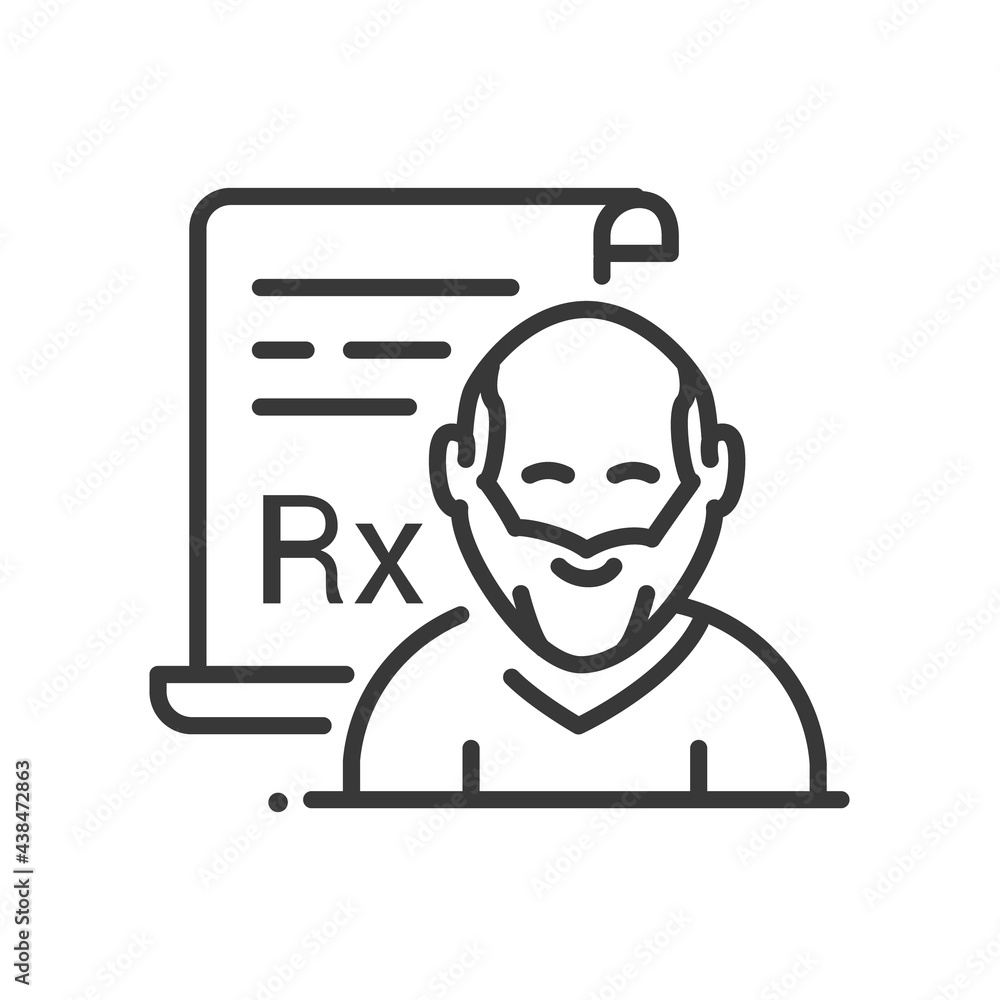 Medical prescription - line design single isolated icon Medical prescription - line design single isolated icon