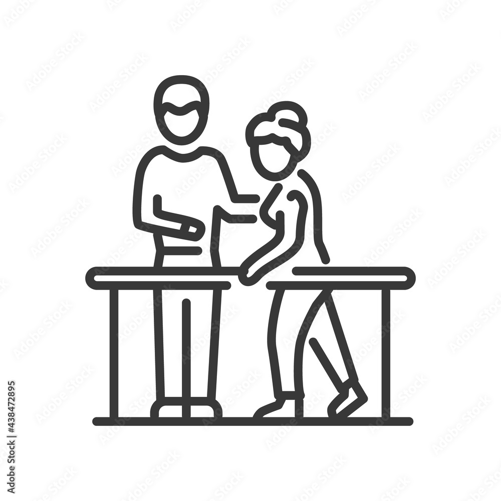 Physical rehabilitation - line design single isolated icon Physical rehabilitation - line design single isolated icon