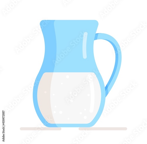 Vector illustration of an isolated pitcher of milk on a white background. a nutrient fluid produced by the mammary glands of female mammals during lactation. 