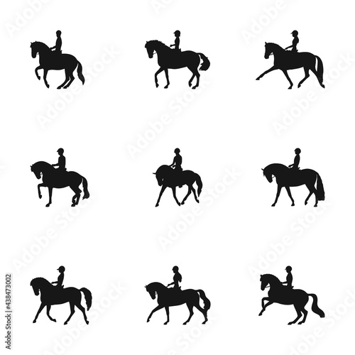 Vector silhouettes of equestrian dressage