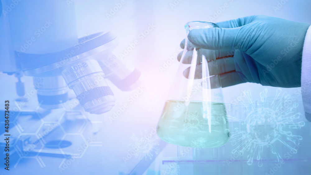 vials and test tubes in the vaccine research lab
