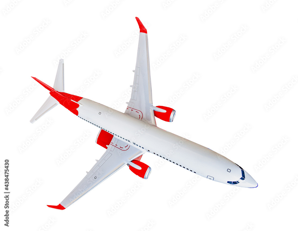 White plane isolated on white background. The charter passenger plane is flying White plane isolated on white background. The charter passenger plane is flying