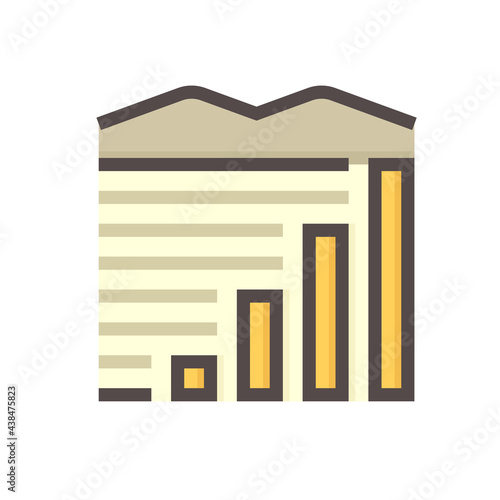 Land values vector icon. Consist of area, growth graph or value investing. For land investment concept, profit, wealth, value, income. Also for business i.e. owned, sale, develop, rent, buy. 48x48 px.