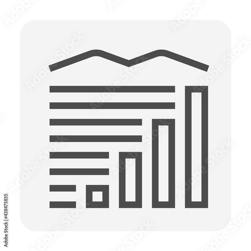 Land values vector icon. Consist of area, growth graph or value investing. For land investment concept, profit, wealth, value, income. Also for business i.e. owned, sale, develop, rent, buy. 48x48 px.