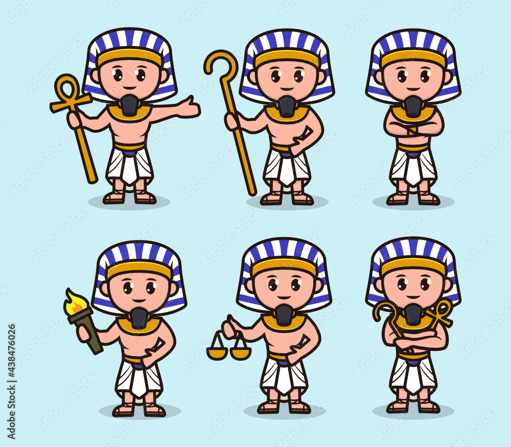 set of cute Pharaoh Egypt mascot design illustration set of cute Pharaoh Egypt mascot design illustration