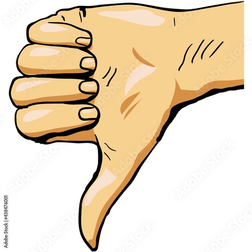 Thumbs down icon vector dislike hand cartoon