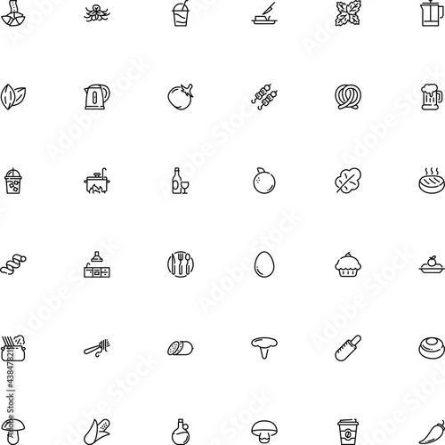 icon vector icon set such as: advertising, beef, cutlery, indian, cocktail, electrical, furniture, mutton, minimal, lid, kettle, modern, asian, instruction, muffin, riccioli, baked, skewer, bratwurst
