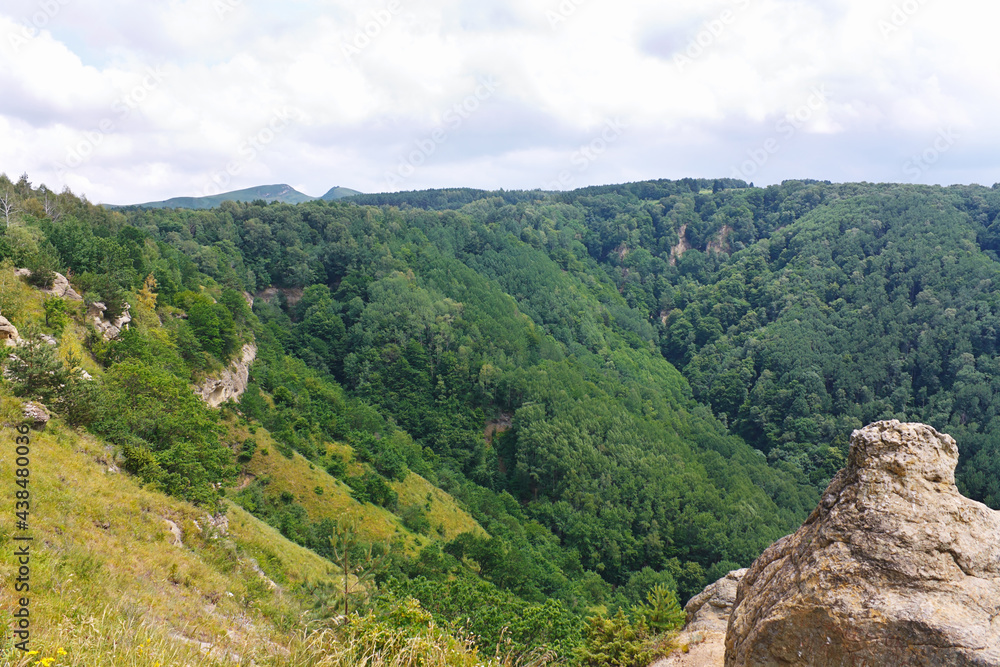 Beautiful landscape with forests in foothills of North Caucasus.