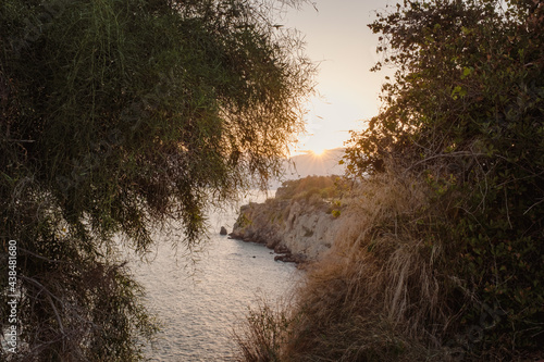 autumn evening in the Lower Duden Waterfall park in Antalya, Turkey. Sunset in Antalya photo