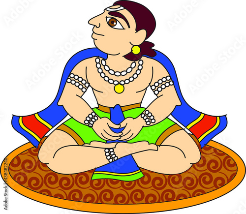 Phad is Indian folk art. Phad paintings narrated stories of local deities, warriors, and rulers. some characters from those stories for textile design, logo, wallpaper