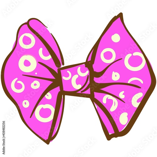 Cartoon bowtie vector, bow tie ribbon pink dotted