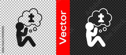 Black Man graves funeral sorrow icon isolated on transparent background. The emotion of grief, sadness, sorrow, death. Vector