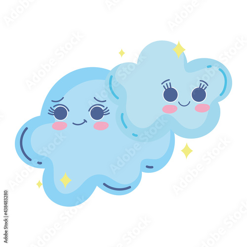 cute kawaii clouds © Stockgiu