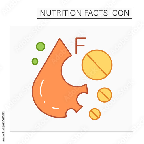 Monounsaturated fat color icon. Linoleic acid. Fatty acid. Macronutrients. Nutrition facts. Healthy, balanced nutrition concept. Diet. Isolated vector illustration
