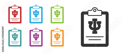Black Psychology icon isolated on white background. Psi symbol. Mental health concept, psychoanalysis analysis and psychotherapy. Set icons colorful. Vector
