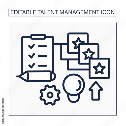 Competency models line icon. To do list. Career planning. Development and improving skills.Talent management concept. Isolated vector illustration. Editable stroke