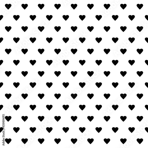 Seamless pattern with black hearts for gift wrap, print, cloth on white. Vector illustration.